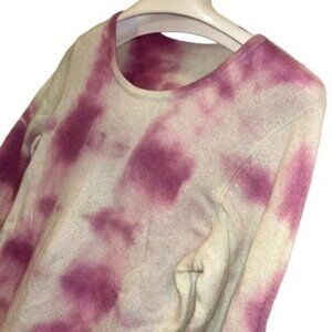 FANTASTIC 100% cashmere pink tie dye crew neck sweater XS